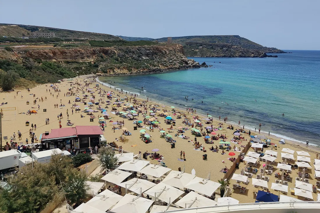 Golden Bay beach in the north west of Malta
